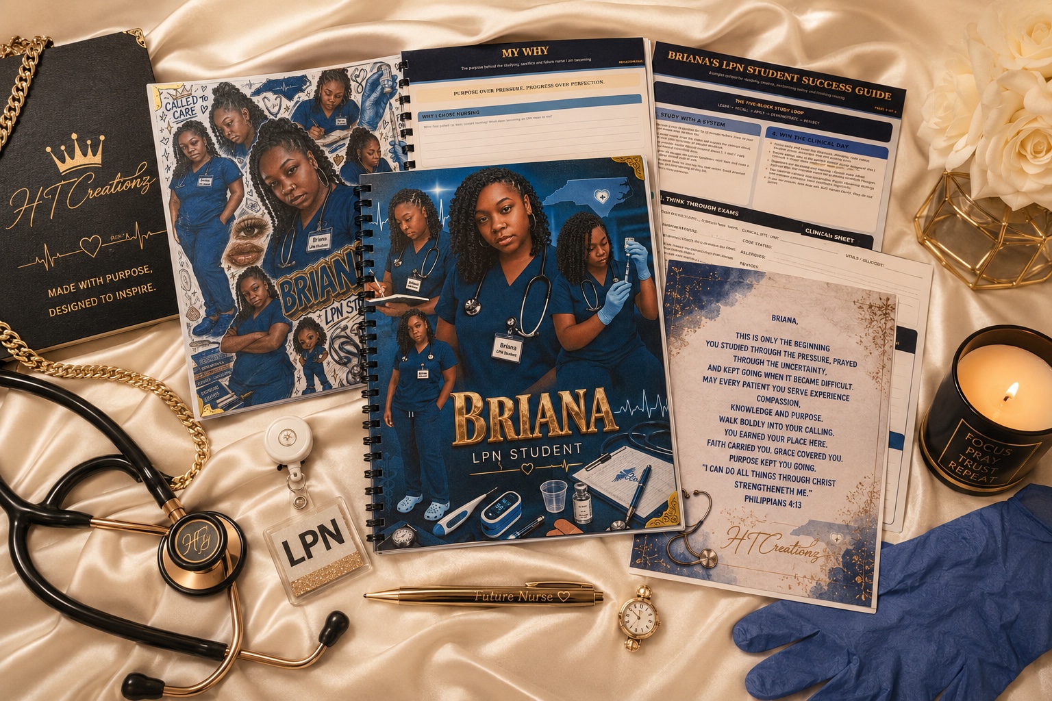 Custom LPN student purpose portfolio and planning pages